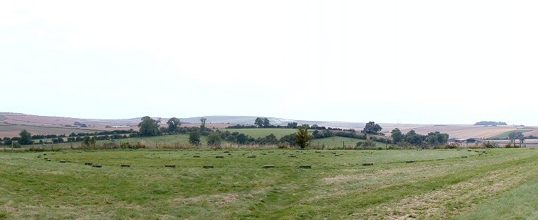 View looking southwest over the concrete blocks that mark the stone and post holes of The Sanctuary