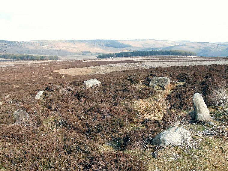 Bamford Moor stone circle - looking east