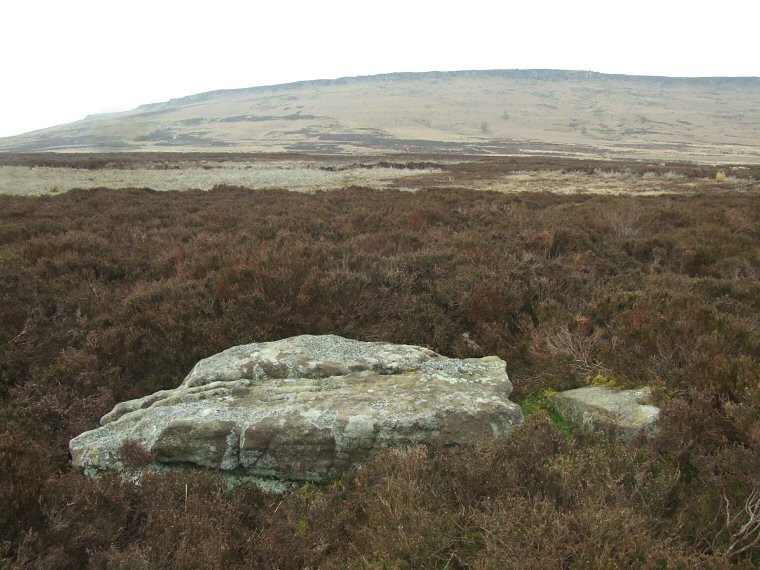Bamford Moor Old Woman Stone. Looking north towards Stanage Edge