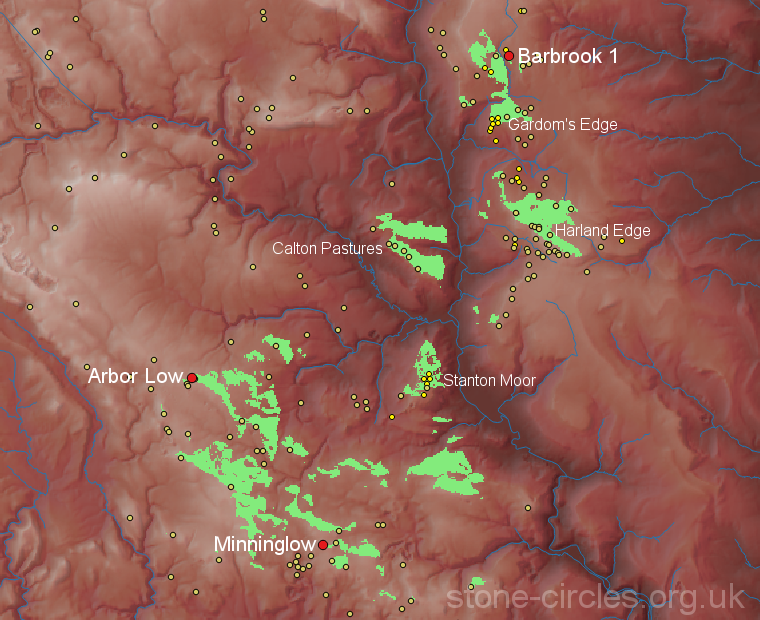 Viewshed analysis of Barbrook I stone circle