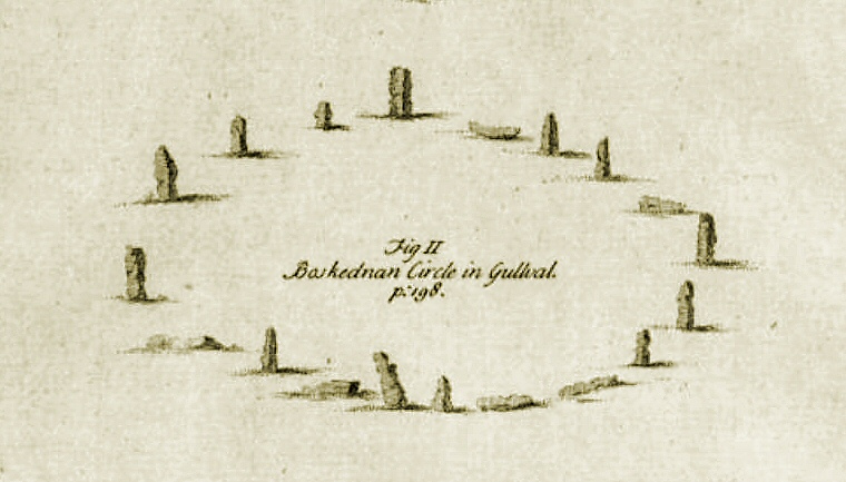 Boskednan Circle sketched by William Borlase and published in 1769