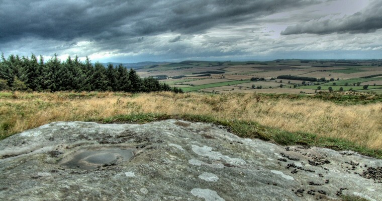 Chatton Enclosed Settlement Site view from the cup and ring marked rock