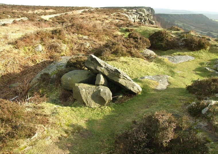 Looking south across Curbar Edge cairn