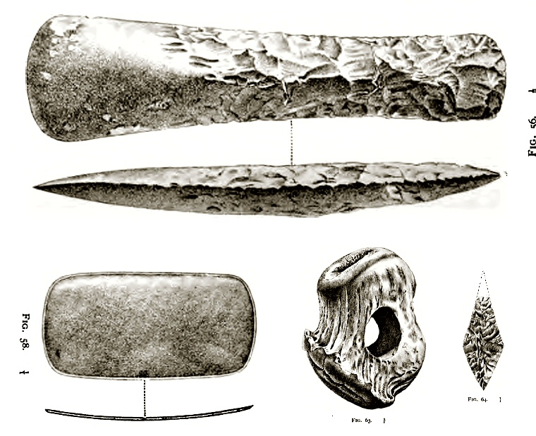 Axe, knife, mace head and arrow head from Duggleby Howe