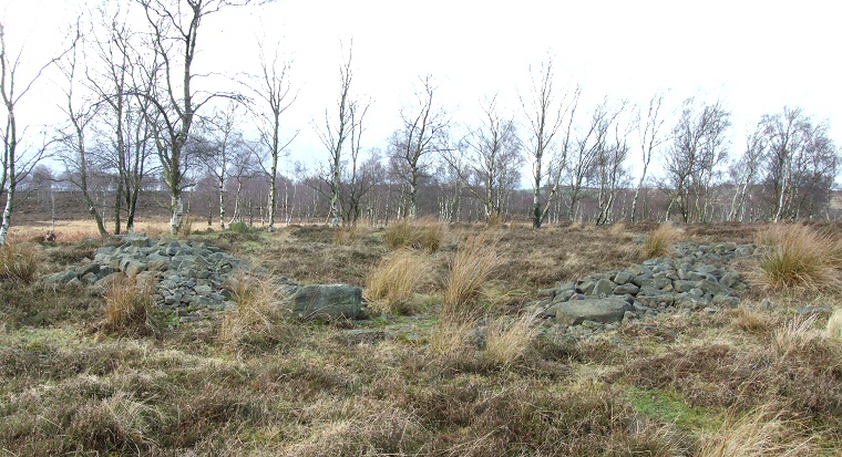 Reconstructed round house on Gardom's Edge