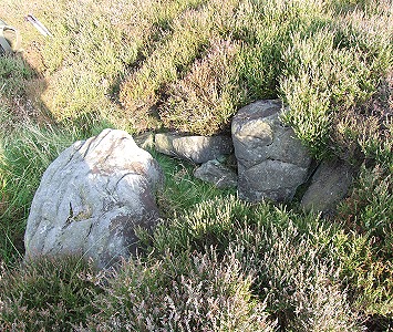 Nearby cist with natural boulder to the left