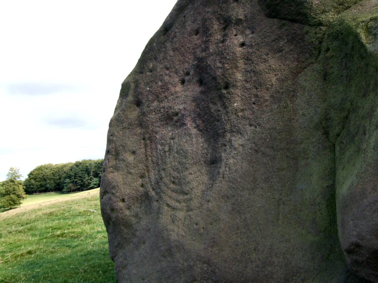 Grey Stone (Harewood) - Concentric ring carving on the northwest face