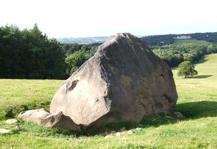 Grey Stone (Harewood) - Looking north over the boulder towards the Wharfe Valley