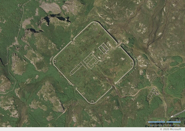 Satellite view of Hardknott Roman Fort