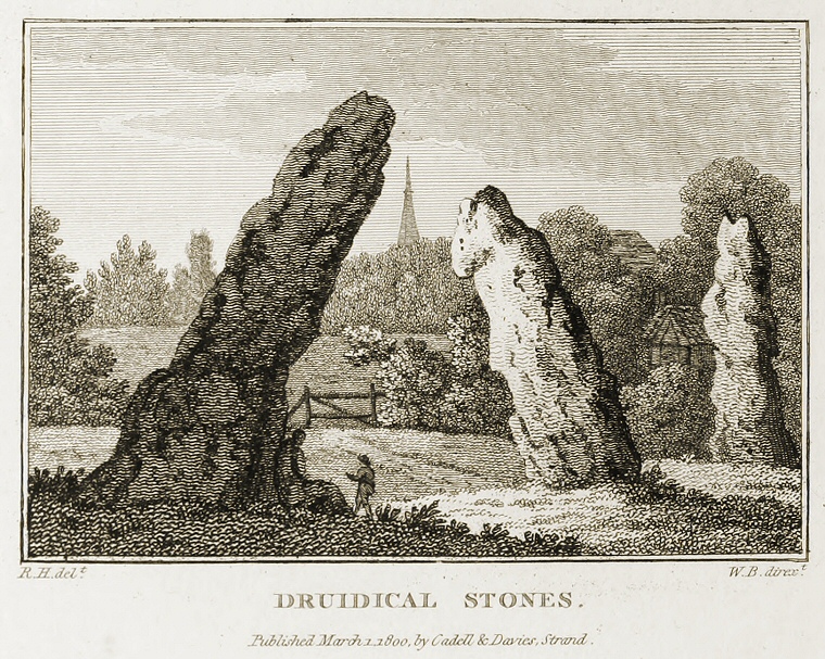 Illustration of Harold's Stones drawn by Sir Richard Colt Hoare