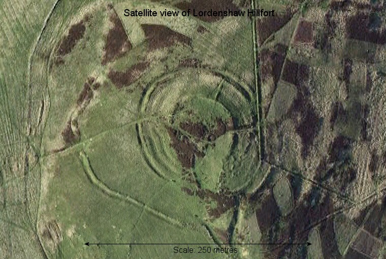 Satellite view of Lordenshaw Hillfort