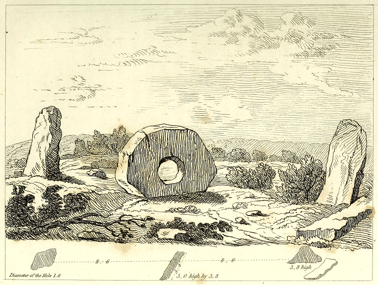 A fine sketch of the Men-an-Tol by William Cotton 1827