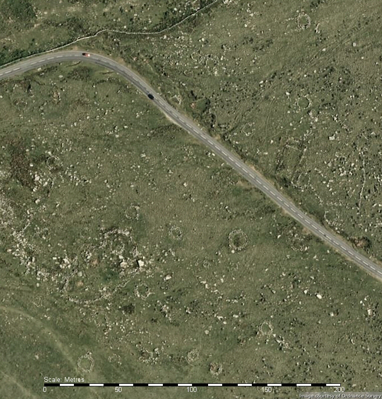 Satellite image of part of the settlement site at Merrivale