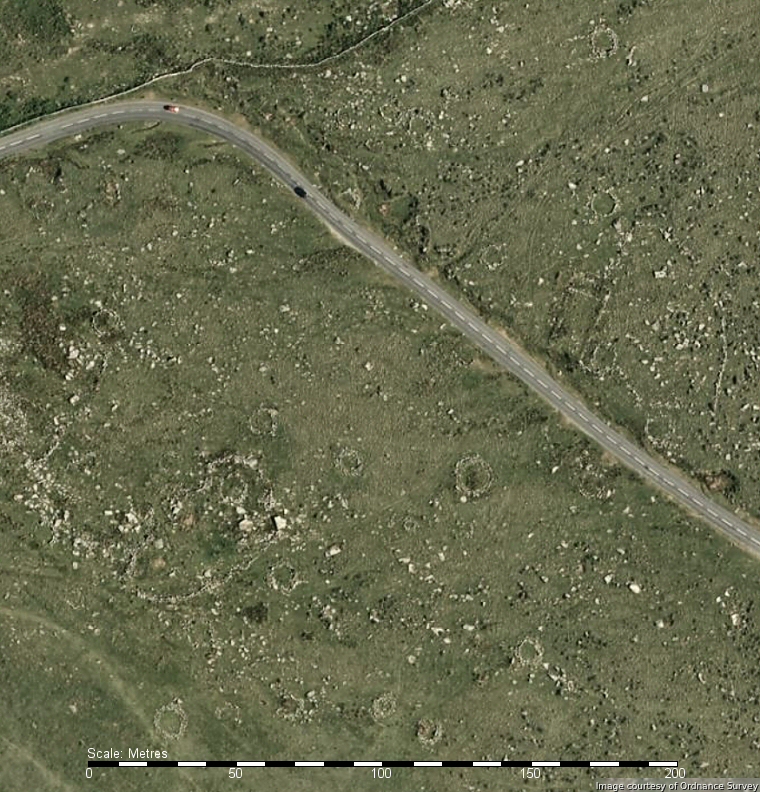 Satellite image of part of the settlement site at Merrivale