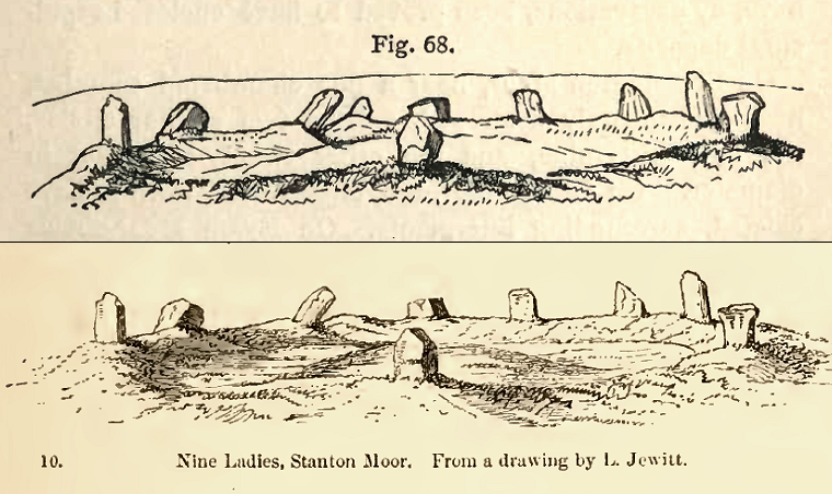Drawing of the Nine Ladies by Jewitt