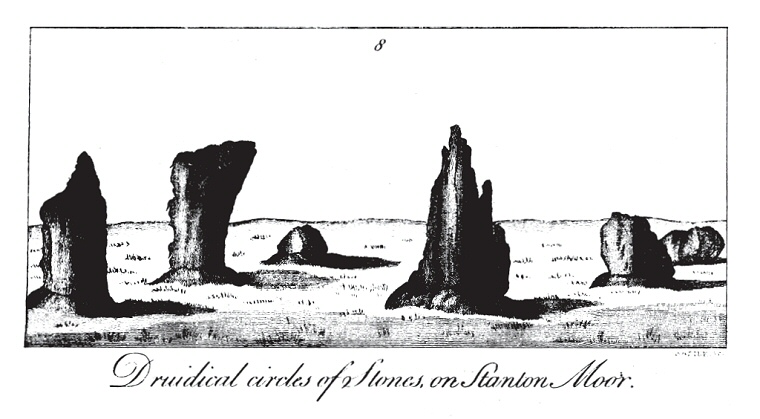 Rooke's drawing of Nine Stone Close from the 18th century