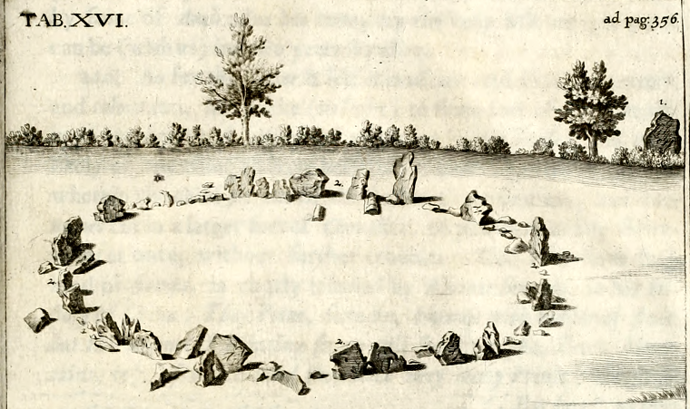 Drawing of the Rollright Stones in the late 17th century