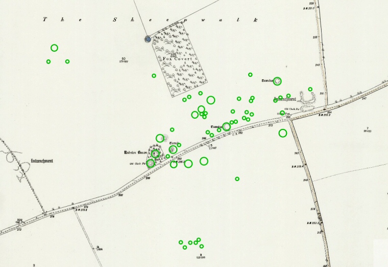 Plan of the barrows on Rudston Beacon
