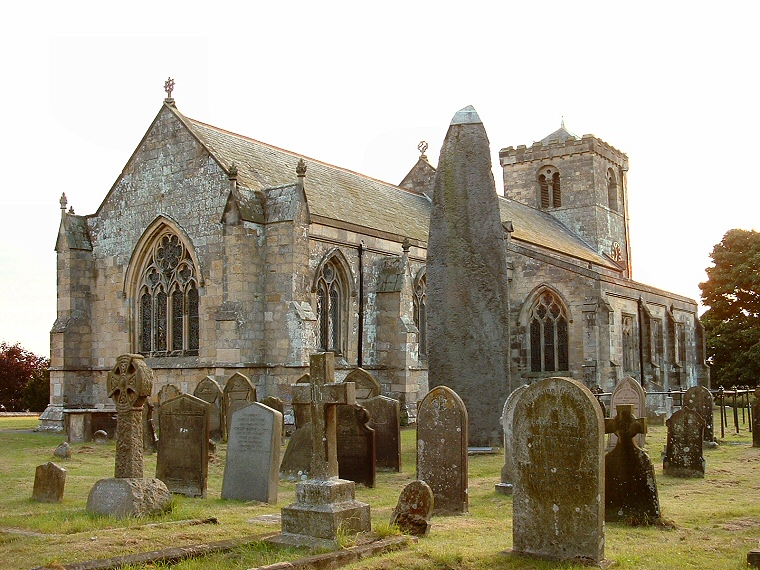 The Rudston monolith in its churchyard setting.