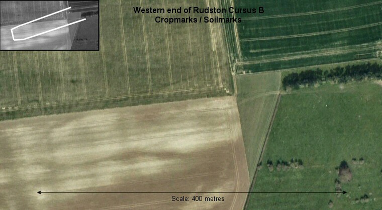 Faint cropmarks at the western end of Rudston Cursus B