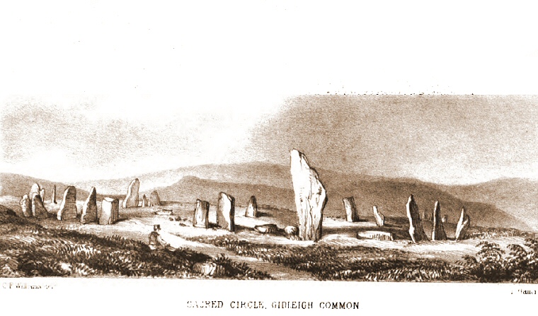drawing of Scorhill stone circle from 1848