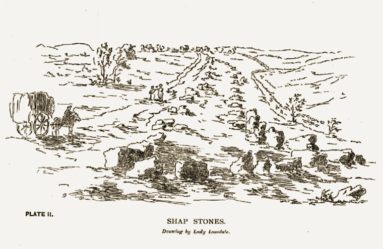 Lady Lowther's depiction of the southern end of the Shap stone rows