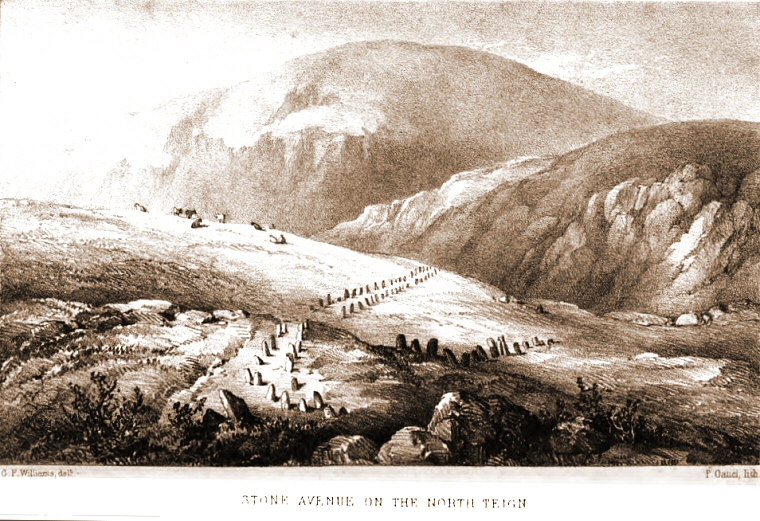 Illustration of two of the stone rows on Shovel Down 1848