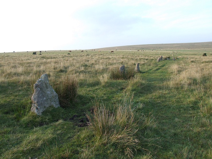 Ringmoor Down stone row looking north
