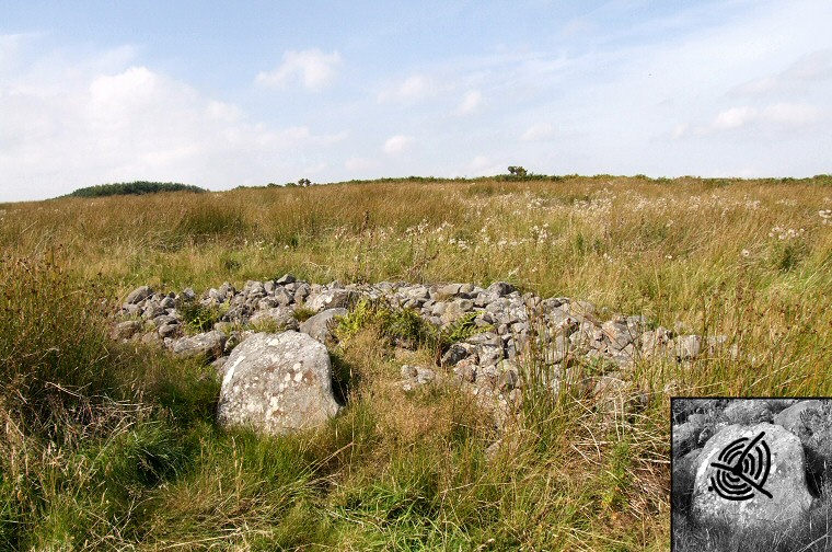 Weetwood Cairn and carved kerbstone