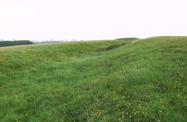One of the outer ditches and later round barrow